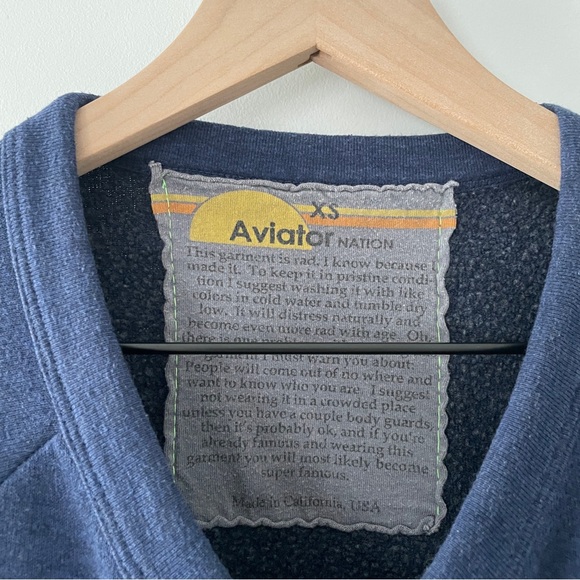 Aviator Nation 5 Stripe Crew Sweatshirt Navy Blue Size XS - Picture 4 of 7